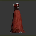 Red Elegant Long Sleeve Dress With White Trim And Lace Hem For Formal Occasions