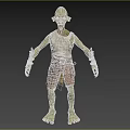 Game Movie Character Green Skin Slim Body White Sleeveless Top Brown Shorts Metal Wristbands