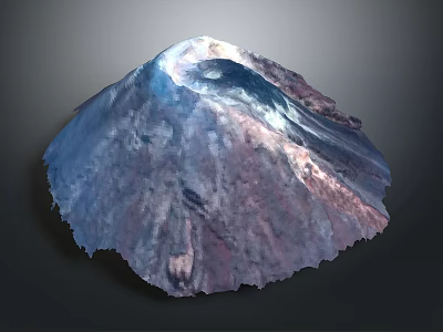 3D Mountainous Terrain Model With Textured Surface And Blue Purple Color Gradients 3d model