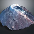 3D Mountainous Terrain Model With Textured Surface And Blue Purple Color Gradients
