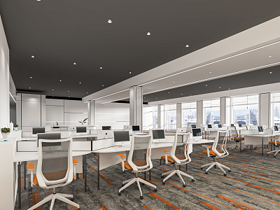 modern public office area open-plan office staff office area aisle office desk chair office card holder 3d model