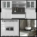 Modern White Kitchen Cabinets With Glass Doors And Stainless Steel Appliances