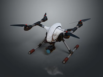 Sleek White Quadcopter Drone With Black Propellers Landing Gear And Camera 3d model