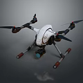 Sleek White Quadcopter Drone With Black Propellers Landing Gear And Camera 3d model