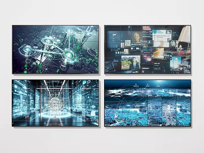 Modern monitoring screen display LED screen advertising screen screen large screen 3d model