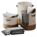 Laundry Storage Baskets In Beige Brown With Handles For Towels And Blanket Organization