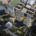 Modern High Rise Residential Complex Aerial View With Green Spaces And Roads