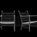 Gray and Black Leisure Chairs With Wooden Frame Striped Backrest And Armrest Design