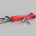 Red Multifunctional Weapon Utility Knife Featuring Folding Blades And Bottle Opener Tools 3d model