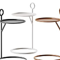 Modern Side Tables With Round Trays And Metal Frames In Black White Brown 3d model