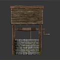 Traditional Well Structure With Wooden Roof And Stone Brick Wall