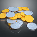 Golden And Silver Coins As Household Savings Items On Black Surface
