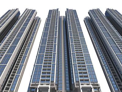 Modern High Rise Residential Buildings With Glass Windows And Tall Exterior Design 3d model