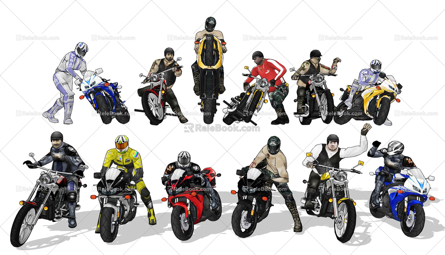 Modern Multiplayer Motorcycle Rider Figure 3d model