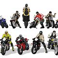 Modern Multiplayer Motorcycle Rider Figure 3d model