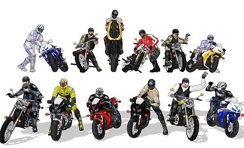 Modern Multiplayer Motorcycle Rider Figure 3d model