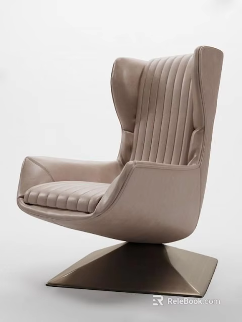 Modern Elegant Beige Single Sofa With Striped Stitching And Comfortable Cushion 3d model