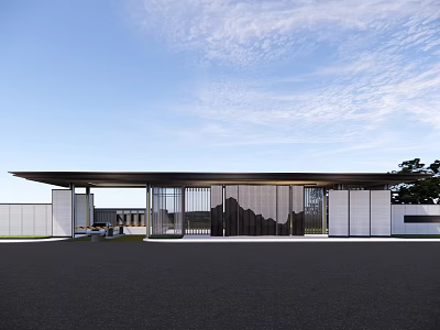 Modern Entrance Gate Design With Glass Door Metal Frame And White Wall 3d model