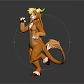 3D Lion Character Model With Yellow Mane Brown Body White Paws And Tail