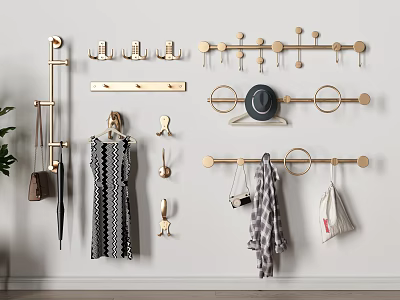 Light Luxury Hook Wall Decoration Combination 3d model