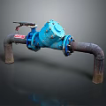 Industrial Metal Pipes With Blue Valve And Flange Connections In System Setup