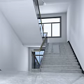 Modern Office Corridor Interior With White Walls Black Window Frames Sleek Floors And Ceiling Lights 3d model
