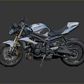 Modern Sports Motorcycle With White And Blue Body Black Seat And Alloy Wheels