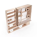 Modern Wooden Open Shelf With Multiple Layers For Household Items Storage 3d model