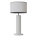 Modern Minimalist Table Lamp Featuring Clear Glass Body And Beige Fabric Shade Design