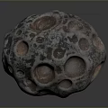 Rustic Natural Stone And Wood Art Piece With Circular Indentations And Textured Surface