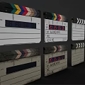 Professional Commercial Film Clapperboards with Colorful Stripes and Writing Sections for Movie Production