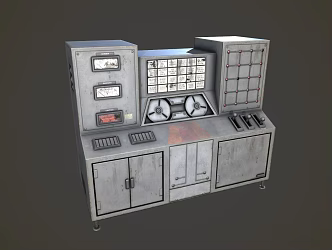 Instrument cabinet old cabinet electric cabinet iron cabinet factory instrument panel 3d model