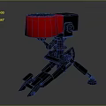 Mechanical Weapon With Red Top Component And Tripod Stand Base Structure