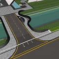 Curved Landscape Bridge with Green Grass and Adjacent Road Design