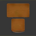 Orange Wooden Desk And Chair Set With Metal Legs And Drawer