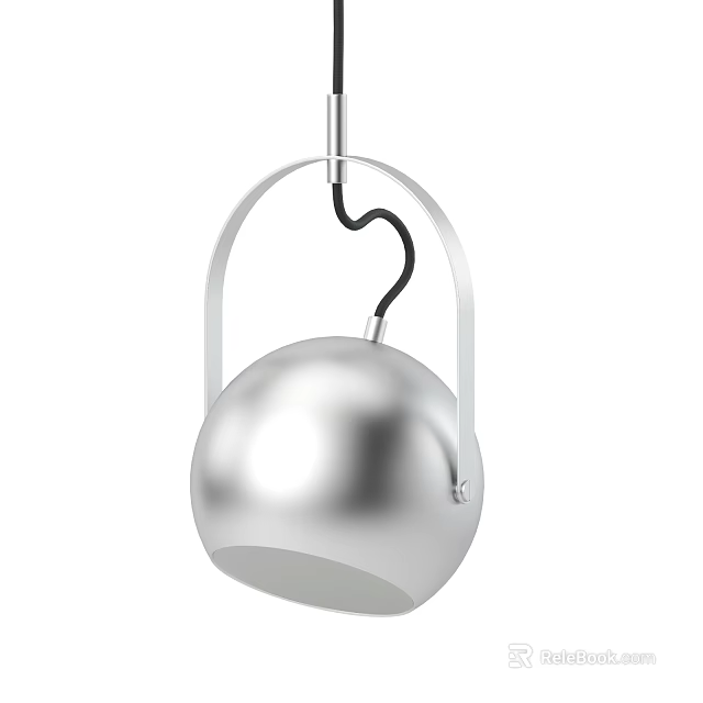 Modern Silver Spherical Pendant Light With Metal Frame And Sleek Design 3d model
