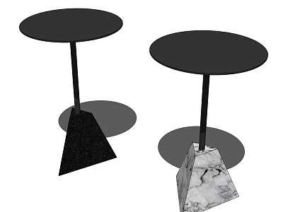 Black Coffee Tables With Round Tabletop And Conical Base In Marble Texture 3d model
