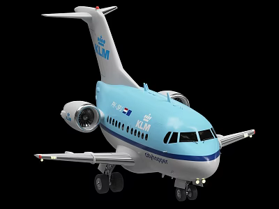 KLM Cityhopper Airplane Model With Blue And White Livery And Detailed Design 3d model