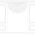 Elegant Gray Wall Interior Design Featuring Ornate Pattern And Rectangular Frames 3d model