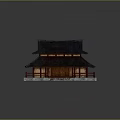 Traditional Ancient Building With Double Eaves Tile Roof Red Pillars And Stone Steps