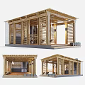 Wooden Garden Pavilion With Open Lattice Structure And Cozy Seating Space