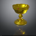 Golden Trophy Design With Shiny Surface Red Accents And Pedestal Base