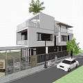 Modern Detached Villa Exterior Design With Palm Trees Balconies Greenery And Cars