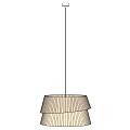 Stylish Double Layer Beige Fabric Pendant Light With Vertical Stripe Design Shade 3d model