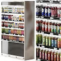 Retail Store Beverage Shelves Displaying Various Bottled Drinks With Colorful Labels And Different Flavors