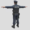 Realistic Game Movie Police Character In Uniform With Tactical Vest And Badge