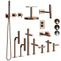 Modern Rose Gold Shower Faucet Set With Handheld And Rainfall Components