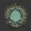 Intricately Carved Turquoise Copper Vase With Ornate Patterns And Textured Surface
