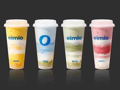 Eimio Layered Beverages With Colorful Flavors And O Logo Design 3d model