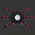 Pink Spider Shaped Robot With Mechanical Legs And Circular Platform Design 3d model